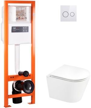 Набір QTAP інсталяція 4 в 1 з панеллю змиву Nest (QT0233M370 + QT0211P01V1176W) + унітаз з сидінням Scorpio QT1433053ERW - QT044SC42567
