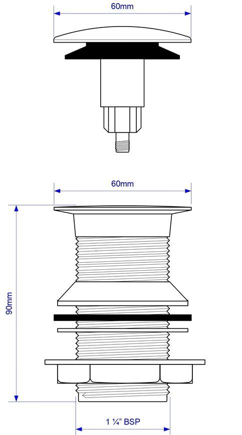 Донный клапан McALPINE CWU60-SN Cliсk-Claсk никель для раковины 1 1/4" без перелива - CWU60-SN