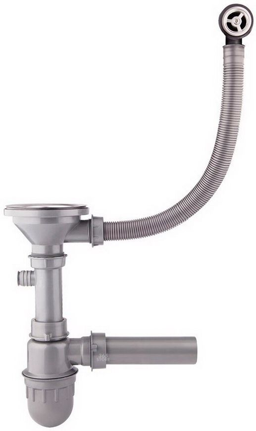 Сифон IMPERIAL 104 для кухонной мойки, выпуск 3 1/2", выход 40 мм, с круглым переливом - IMP104
