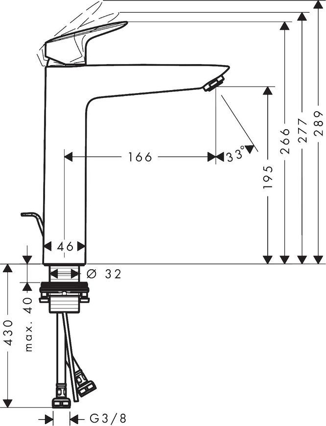 Смеситель для раковины HANSGROHE Logis 190 хром 2 Flow 71095000 с донным клапаном - 71095000
