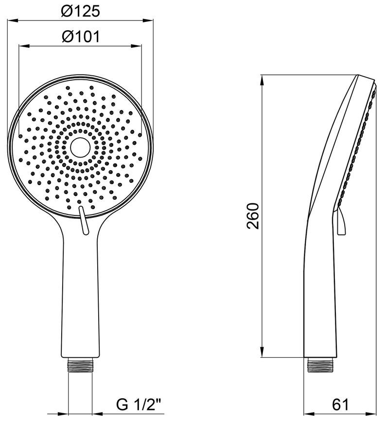 Лійка для ручного душу Lidz Niagara 32 кругла 125 мм Graphite LDNIA32GRP48536 - LDNIA32GRP48536