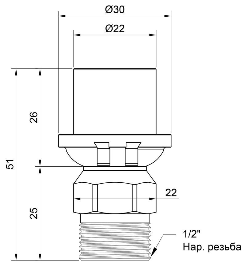 Переходник пресс-фитинг ICMA 20х1/2" НР №402 - 81402ADBQ06