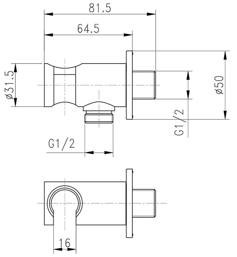 Подключение для шланга с держателем QTAP Spojeni округлое QTCRMBH030 Chrome - QTCRMBH030