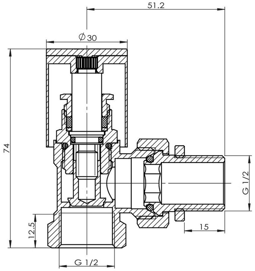 Кран (вентиль) радіаторний SD FORTE хром кутовий 1/2 SF234W15 - SF234W15