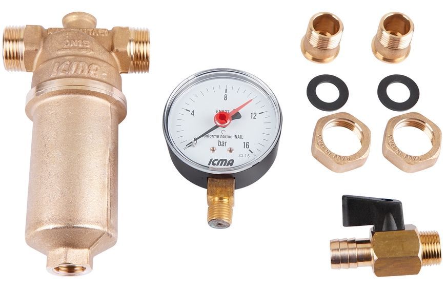 Фильтр самопромывной ICMA 1/2" №751 с манометром - 83751AD05