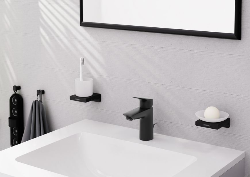 Смеситель для раковины HANSGROHE Logis 100 Matt Black 71171670 черный матовый с металлическим д/к - 71171670