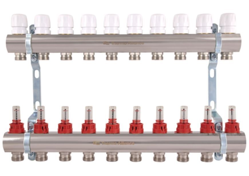 Колектор з витратомірами Thermo Alliance Standart 1" 10 виходів 3/4" + євроконуси 3/4''х16&times;2 SD235W1048891 - SD235W1048891