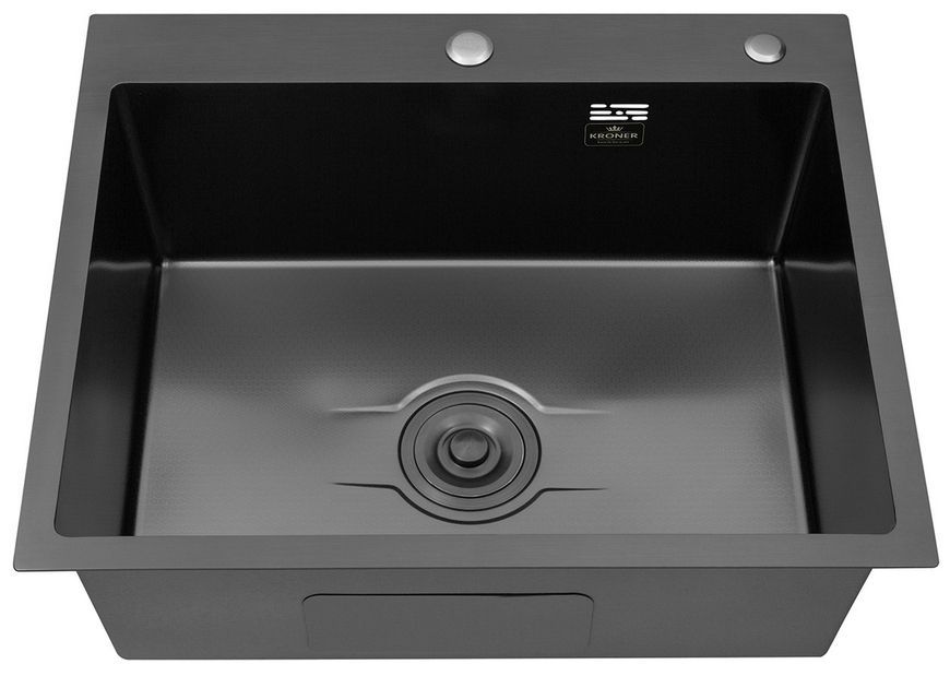 Кухонна мийка Kroner KRP Derby 6050HM PVD 2,5/0,5 мм чорна CV027242 KD6050HM - KD6050HM