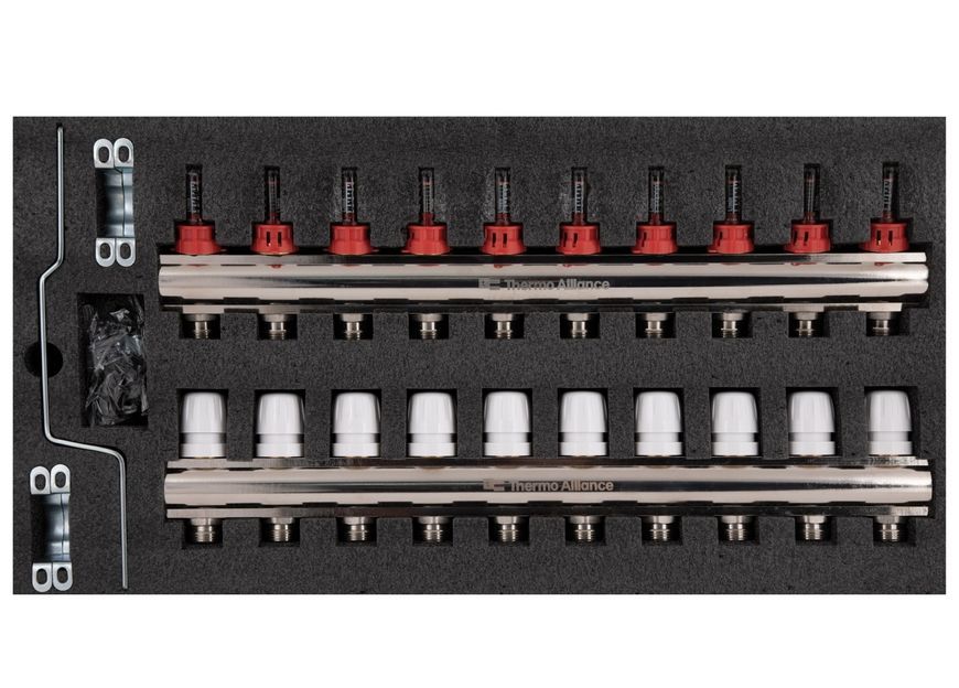 Колектор з витратомірами Thermo Alliance Standart 1" 10 виходів 3/4" + євроконуси 3/4''х16&times;2 SD235W1048891 - SD235W1048891