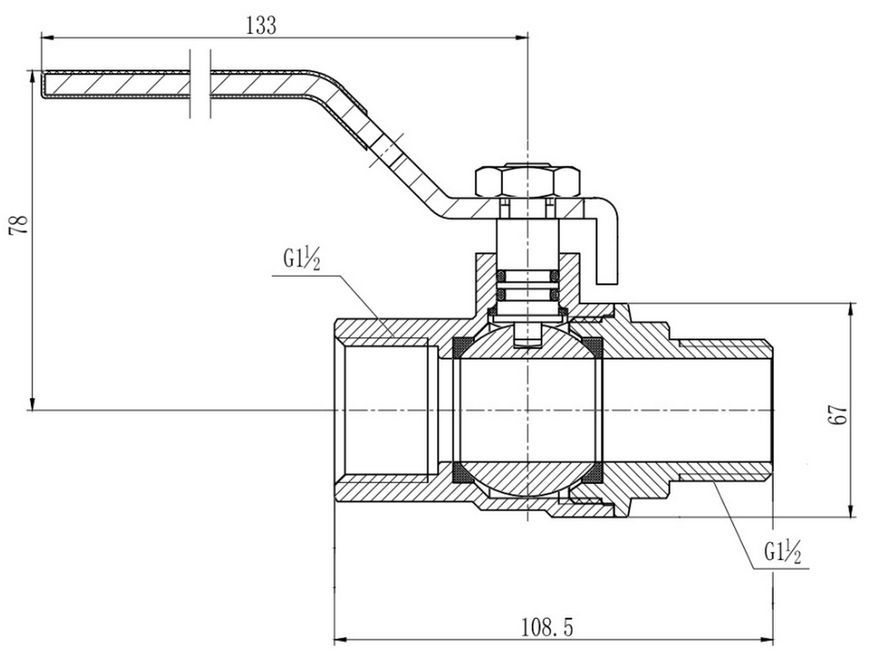 Кран кульовий прямий Thermo Alliance Forte 1" 1/2 ВЗ для води (важіль) PN40 латунь SF605W40 - SF605W40