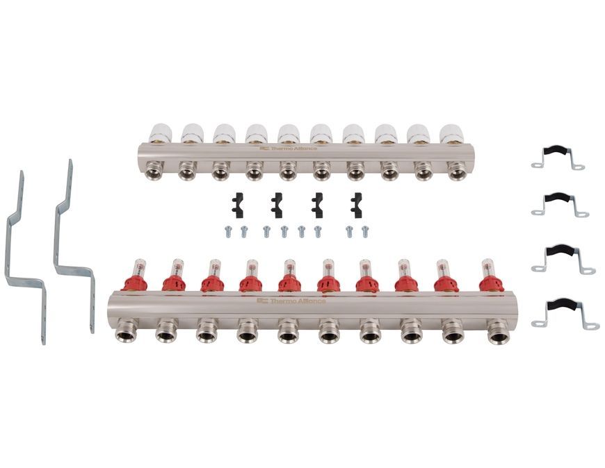 Колектор з витратомірами Thermo Alliance Standart 1" 10 виходів 3/4" + євроконуси 3/4''х16&times;2 SD235W1048891 - SD235W1048891
