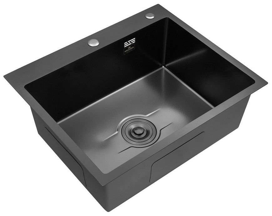 Кухонна мийка Kroner KRP Derby 6050HM PVD 2,5/0,5 мм чорна CV027242 KD6050HM - KD6050HM