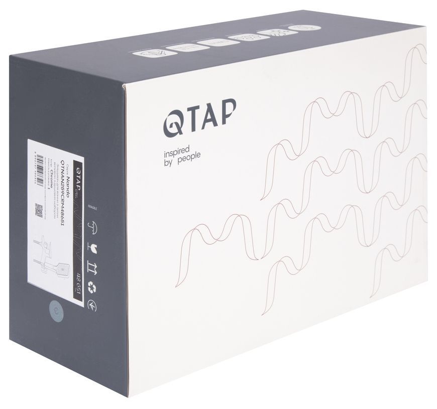 Змішувач для ванни Qtap Nando з душовим гарнітуром Chrome латунь k35 QTNAN259CRM48651 - QTNAN259CRM48651