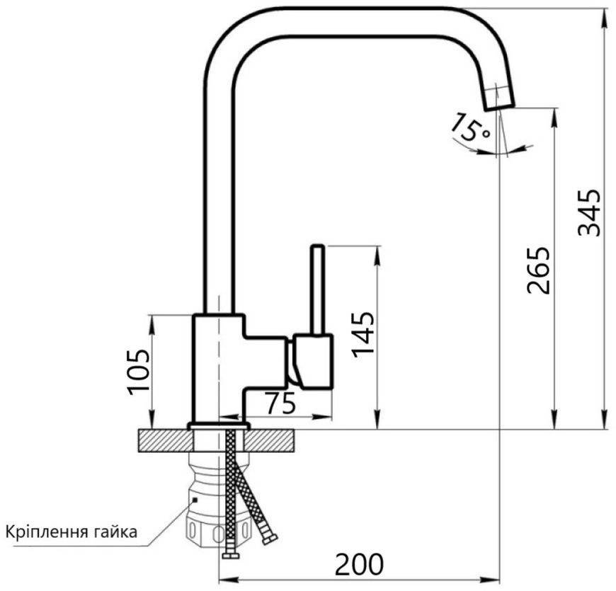 Змішувач для кухні Lidz Aria 015F1 нержавіюча сталь Graphite LDARI015F1GRP49558 - LDARI015F1GRP49558