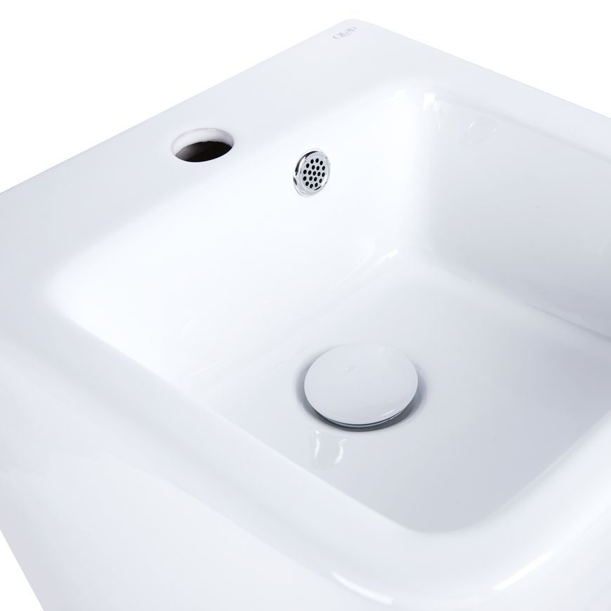 Раковина подвесная моноблок QTAP Tern 370х410х400 White с донным клапаном QT1711G808W - QT1711G808W
