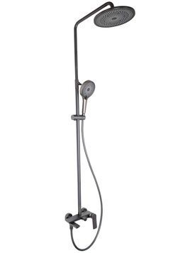 Душова система Qtap Slavonice з поворотним виливом Gunmetal Black PVD QTSLA111GMB45910 - QTSLA111GMB45910