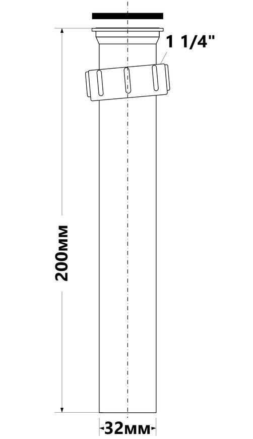 Подовжувач McALPINE вертикальний 200 мм для сифону 1 1/4″х32 мм з гайкою AS7N-20