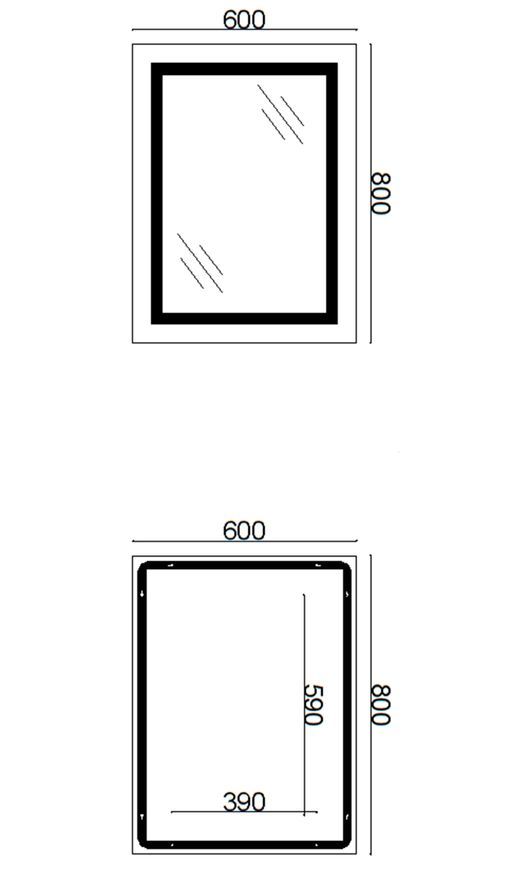 Дзеркало Lidz Kubis 600х800 мм з LED-підсвічуванням Touch, з антизапотіванням, з димером, рег. яскравості LD78LF9048060