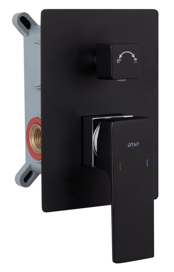 Душевая система скрытого монтажа Qtap Gemini с поворотным изливом QTGEM114BLM45703 черная матовая - QTGEM114BLM45703