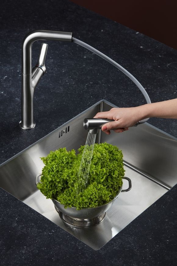 Смеситель для кухни KFA ARMATURA DUERO DESIGN INOX с выдвижным изливом 6623-220-22 - 6623-220-22