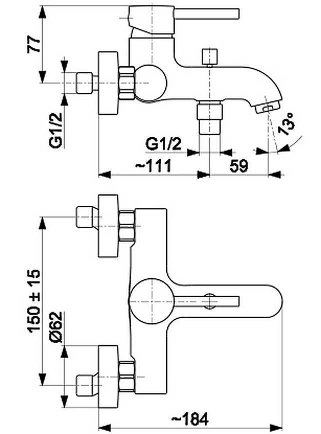 Змішувач для ванни KFA ARMATURA MOZA CHROM 5034-010-00 - 5034-010-00