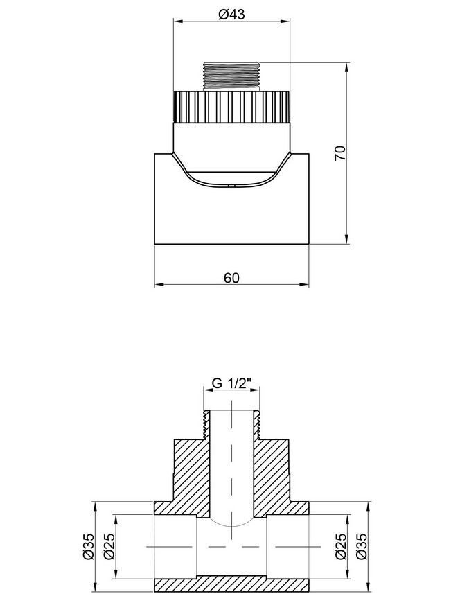 Трійник PPR THERMO ALLIANCE 25х1/2"х25 ЗР - DSC302