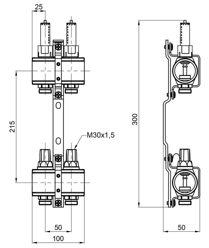Колектор латунний з витратоміром Thermo Alliance Forte 1" на 2 виходи SF001W2 - SF001W2