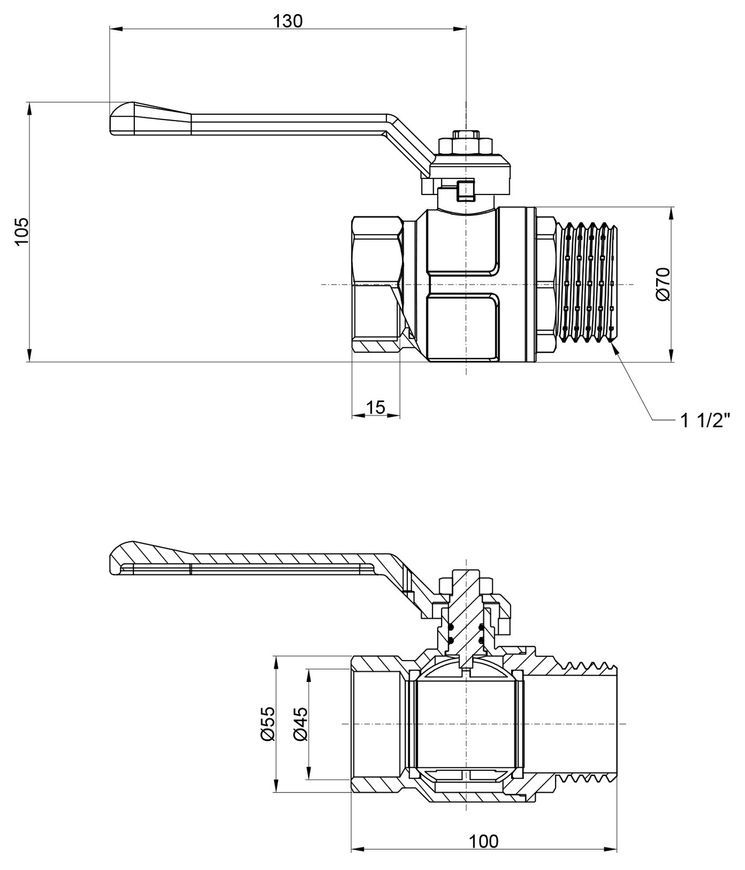 Кран кульовий ICMA 1" 1/2 прямий PN30 №352 87352AH11 - 87352AH11