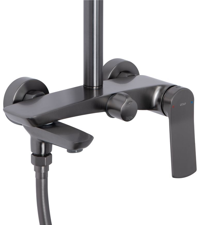 Душевая система Qtap Slavonice с поворотным изливом Gunmetal Black PVD QTSLA111GMB45910 - QTSLA111GMB45910