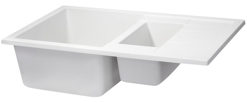 Кухонная мойка с дополнительной чашей QTAP CS 7648 White (QT7648WHI650) - QT7648WHI650