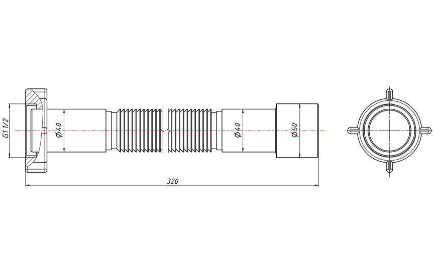 Гофра (гибкая труба) LIDZ (WHI) 60 01 G002 00&nbsp;с&nbsp;накидной&nbsp;гайкой&nbsp;1 1/2"&nbsp;650&nbsp;мм LIDZWHI6001G00200