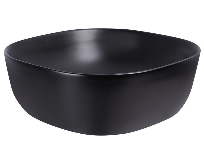 Раковина Qtap Kolibri накладная квадратная 415x415x150 Matt black с донным клапаном QT10112144MBMB - QT10112144MBMB