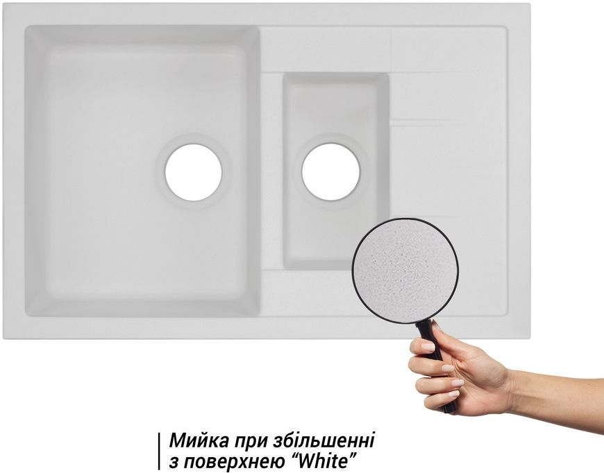 Кухонная мойка с дополнительной чашей QTAP CS 7648 White (QT7648WHI650) - QT7648WHI650