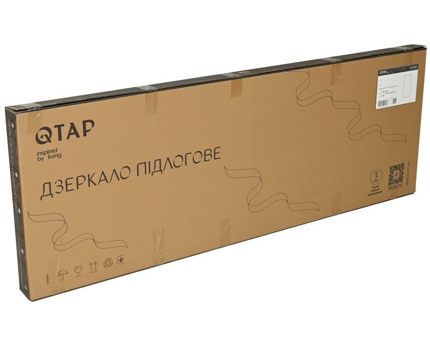 Дзеркало підлогове/настінне Qtap Gemini GE1 500х1600 мм, прямокутне, з LED-підсвіткою Touch, димером, Black QTGE50160049284