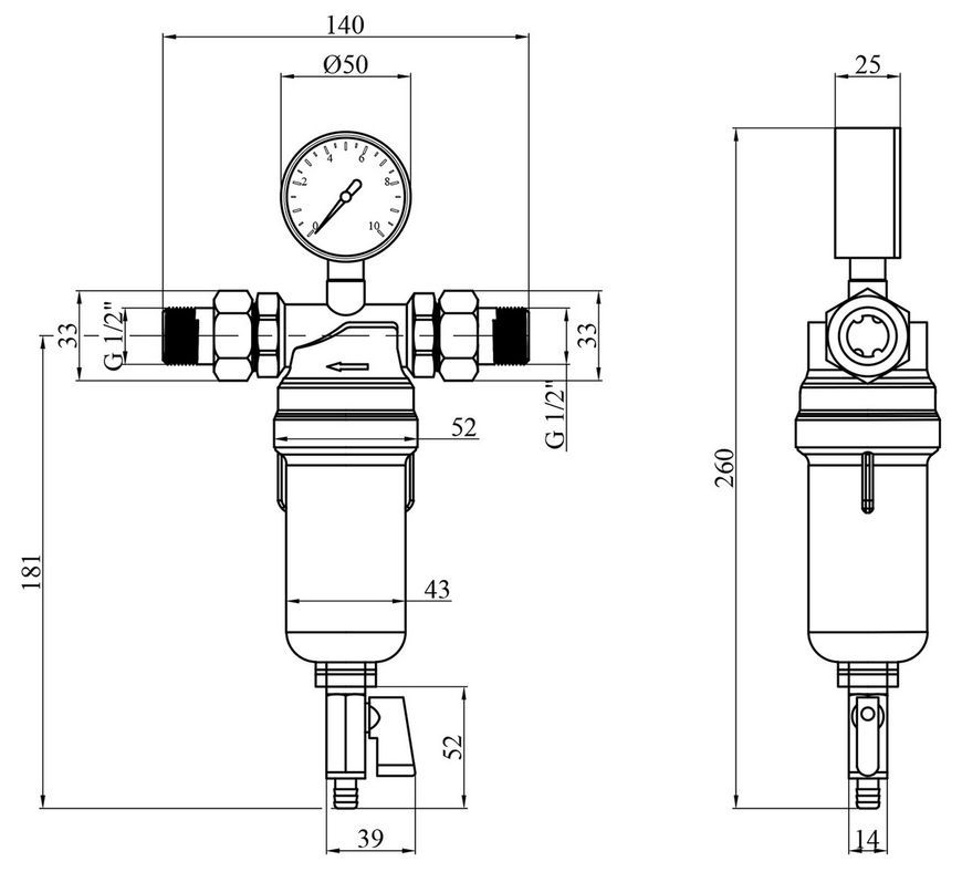 Фільтр самоочисний Karro 1/2" ЗЗ прозора колба, латунь KR88044/1 CV008240 - KR88044/1