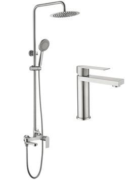 Комплект Lidz: душова система Nexus 1030 Nickel на три споживачі (з виливом) та змішувач для раковини Nexus 001F Nickel LDNEX001FNKS4918451502