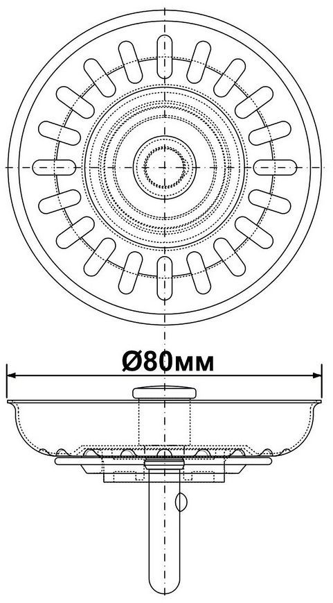 Решітка (сито) до сифона для кухонної мийки McALPINE 80 мм хром нержавіюча сталь BWSTSS-TOP