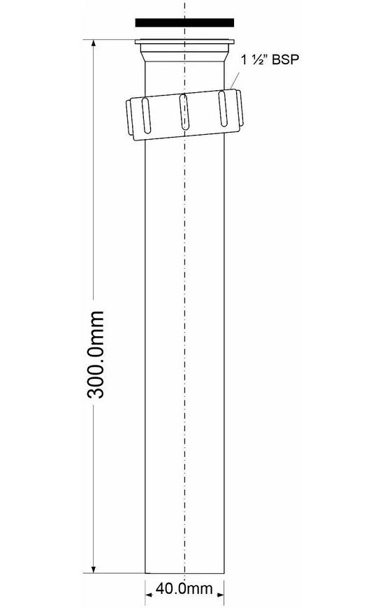 Подовжувач McALPINE вертикальний 300 мм для сифону 1 1/2″х40 мм з гайкою AT7N-30