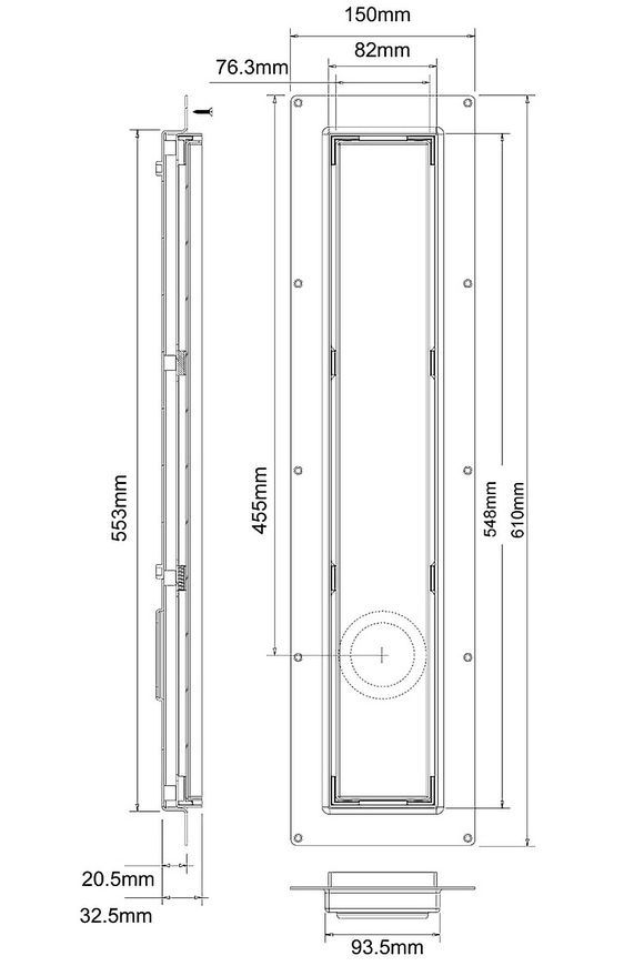 Трап для душу McALPINE Gamma CD600-B-NT 600 мм з ніжками та сифоном хром - CD600-B-NT