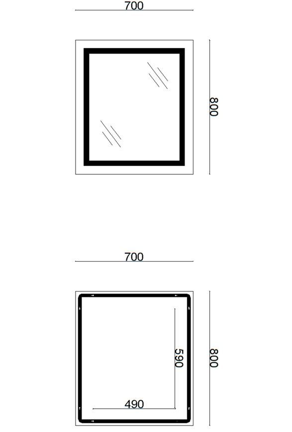 Зеркало Lidz Kubis KU1 700х800 мм с LED-подсветкой Touch, с антизапотеванием, с диммером, рег. яркости LD78LF9048070