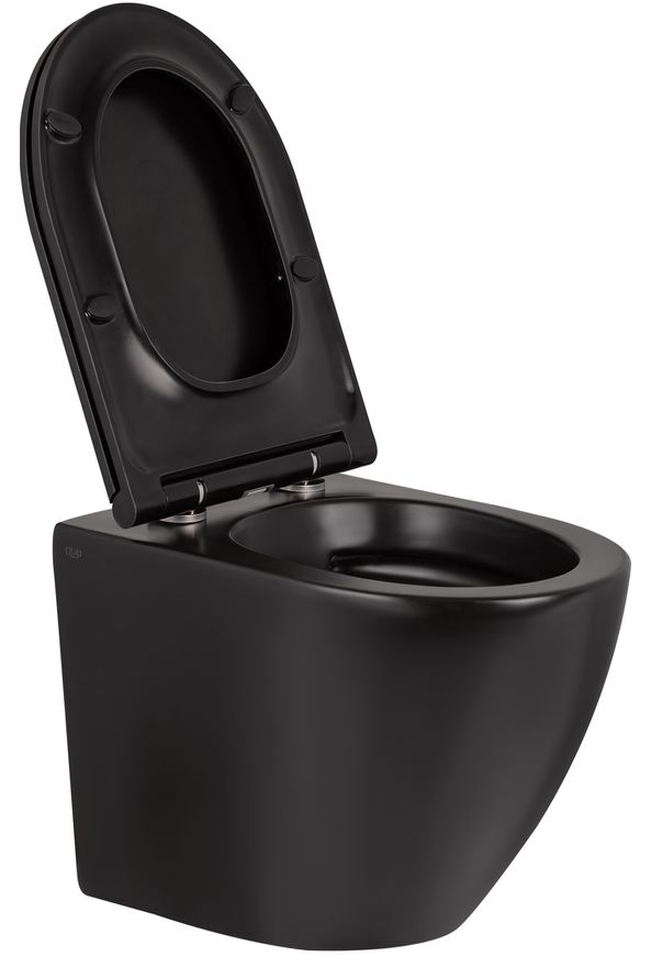 Унітаз підвісний QTAP Robin безобідковий чорний з сидінням Soft-close QT13332141ERMB - QT13332141ERMB