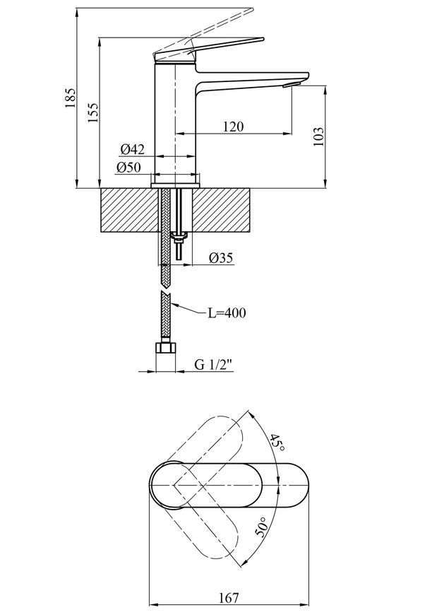 Змішувач для раковини Kroner Element 211110-0101 латунь, хром CV035939 - Element 211110-0101