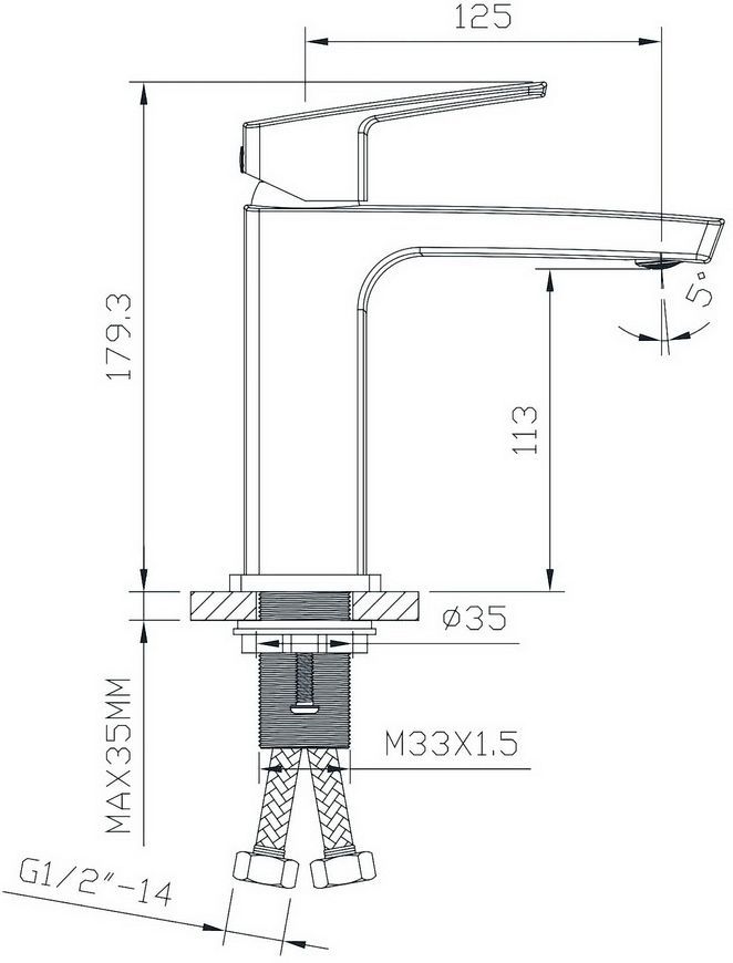 Смеситель для умывальника IMPRESE GRAFIKY ZMK061901010 хром, 35 мм - ZMK061901010