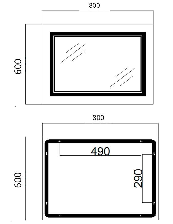 Зеркало Qtap Cardinal CA1 800х600 прямоугольное с LED-подсветкой Touch, с антизапотеванием, с диммером, рег. темп. цвета (3000-6500 K) QT0478C8060