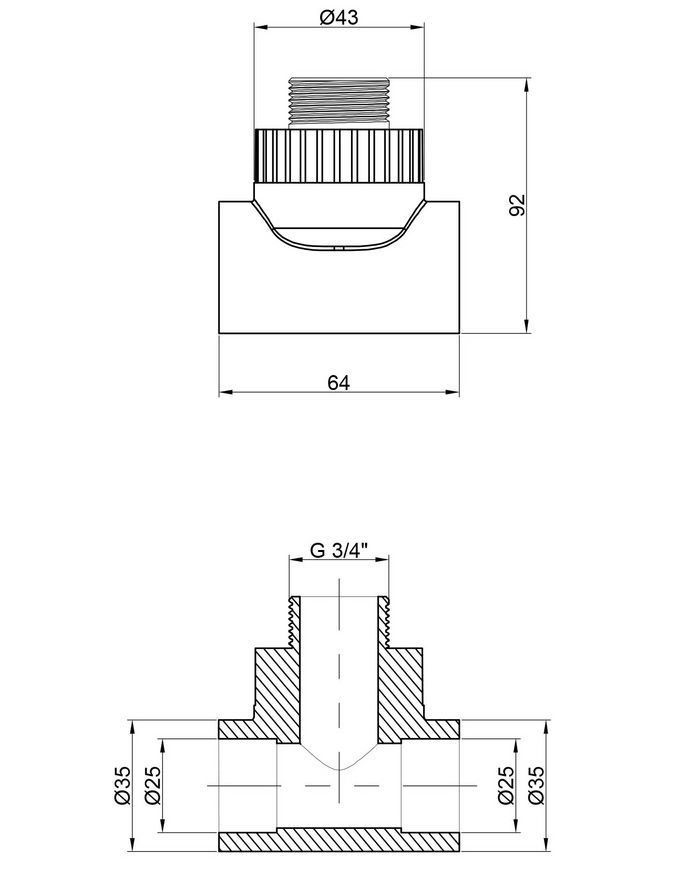 Трійник PPR THERMO ALLIANCE 25х3/4"х25 ЗР - DSC3035