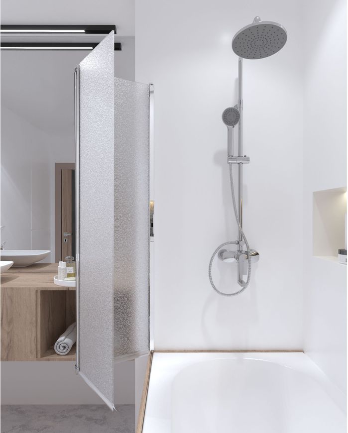 Шторка стеклянная (перегородка) для ванны QTAP GEMINI стекло 6 мм Pear, 75x130, распашная - GEMCRM407513RP