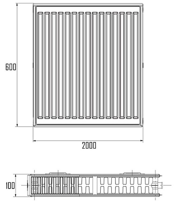 Радиатор стальной IMAS 22 (600x2000) мм боковое подключение I226002000K - I226002000K