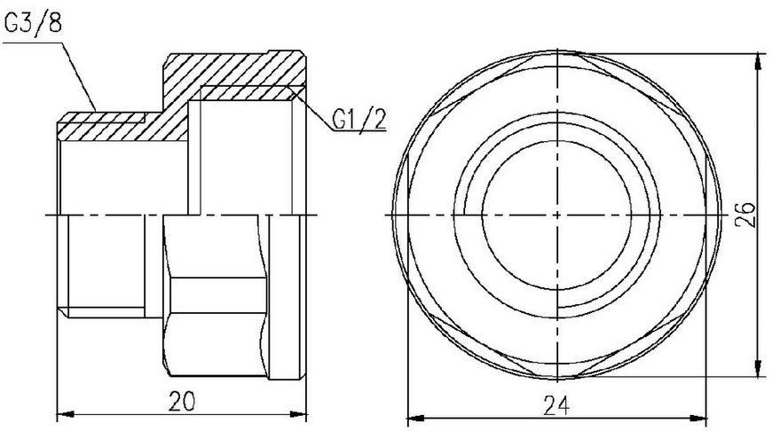Перехід латунний Thermo Alliance Forte 1/2"ВРх3/8"ЗР нікельований SF360159