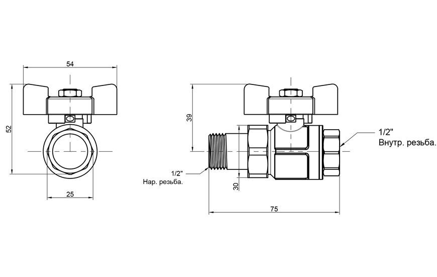Кран кульовий з "американкою" ICMA 1/2" прямий №347 87347AD11 - 87347AD11