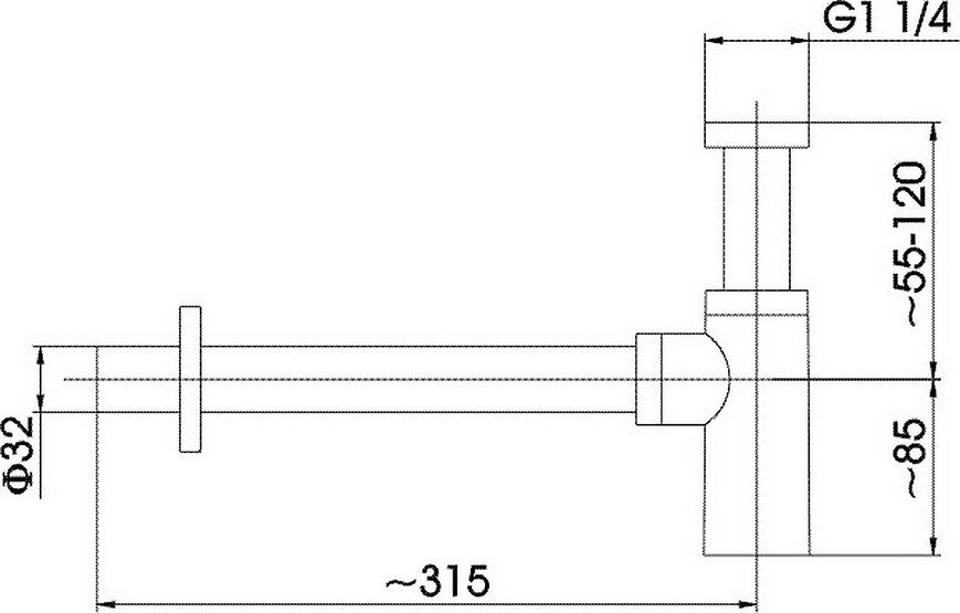 Сифон для раковины KFA ARMATURA 600-003-81 черный матовый - 600-003-81